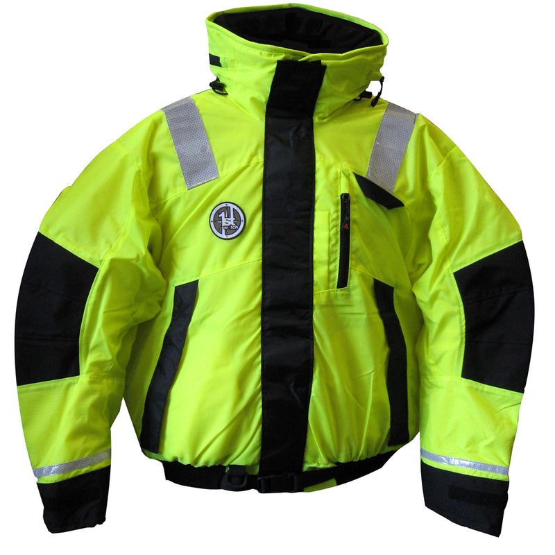 Load image into Gallery viewer, First Watch AB1100 Flotation Bomber Jacket  HiVis YellowBlack  Medium AB1100HVM
