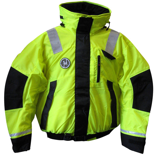 First Watch AB1100 Flotation Bomber Jacket  HiVis YellowBlack  Medium AB1100HVM