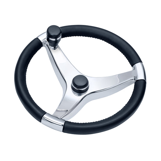 Schmitt Marine Evo Pro 316 Cast Stainless Steel Steering Wheel wControl Knob  135 Diameter 7241321FGK