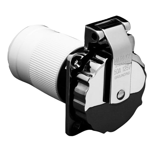 Marinco 6371ELB 50Amp125V Stainless Steel Inlet 6371ELB