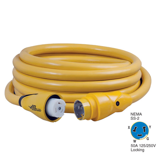 Marinco CS50425 EEL 50A 125V250V Shore Power Cordset  25  Yellow CS50425