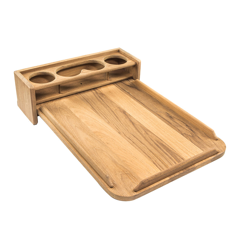 Load image into Gallery viewer, Whitecap Teak Drinkholder wRemovable Cockpit Table Top  Holds 4 Glasses 61394C
