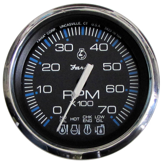 Faria Chesapeake Black SS 4 Tachometer wSystemcheck Indicator  7000 RPM Gas f Johnson  Evinrude Outboard 33750