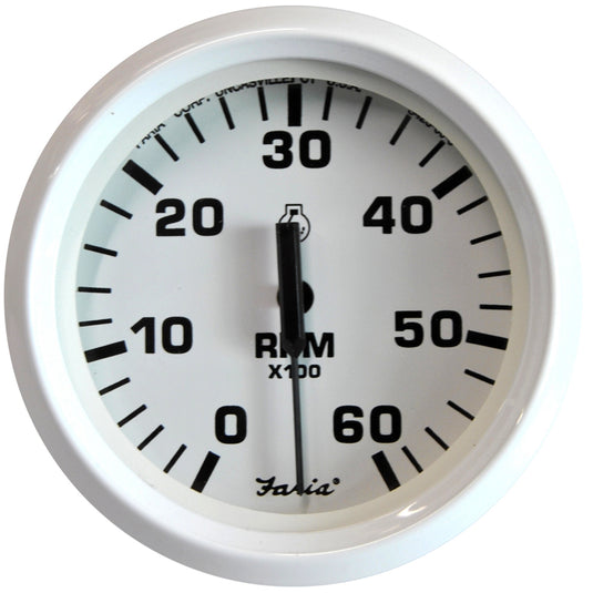 Faria Dress White 4 Tachometer  6000 RPM Gas Inboard  IO 33103