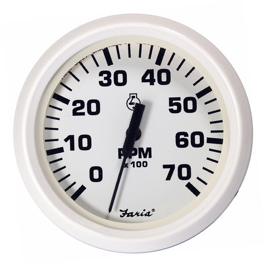 Faria Dress White 4 Tachometer  7000 RPM Gas All Outboards 33104