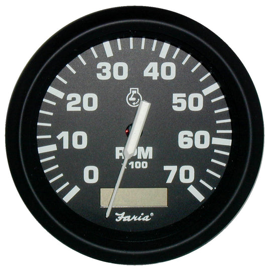 Faria Euro Black 4 Tachometer wHourmeter  7000 RPM Gas  Outboard 32840
