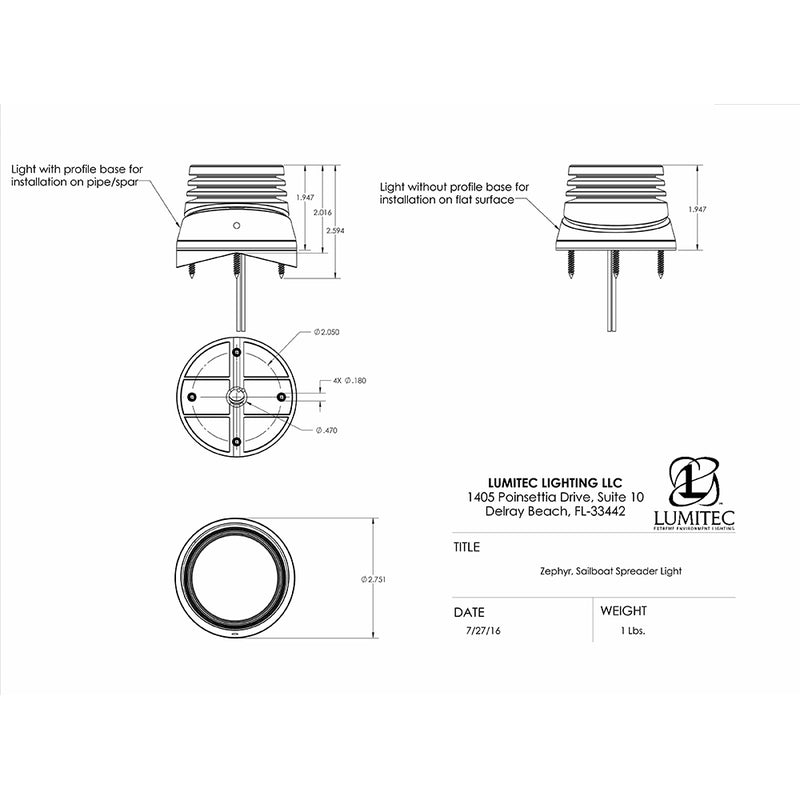 Load image into Gallery viewer, Lumitec Zephyr LED SpreaderDeck Light Brushed Black Base  White NonDimming 101326
