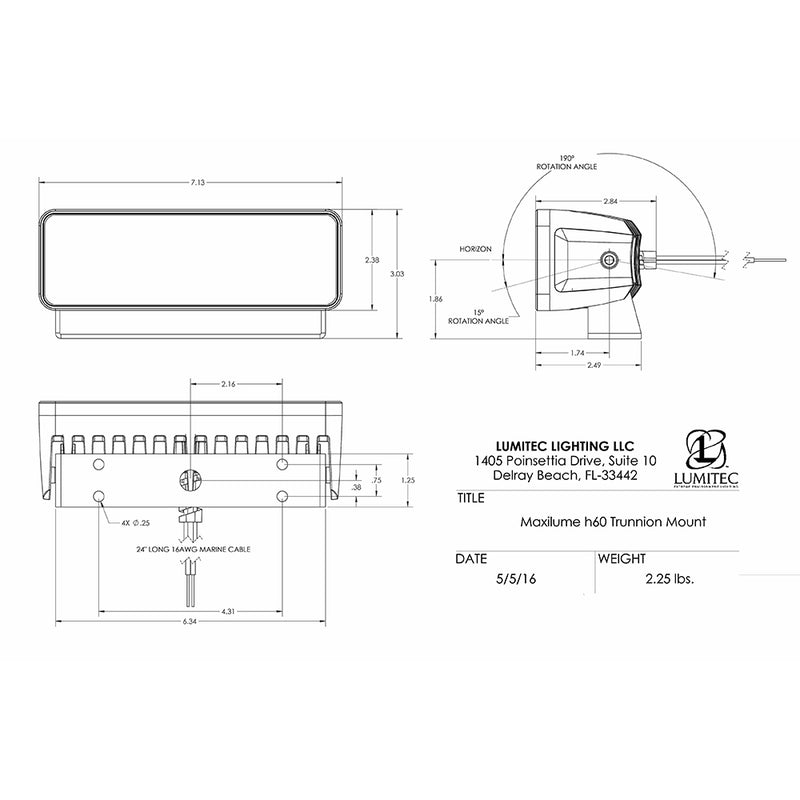 Load image into Gallery viewer, Lumitec Maxillume h60  Trunnion Mount Flood Light  White Dimming  White Housing 101334
