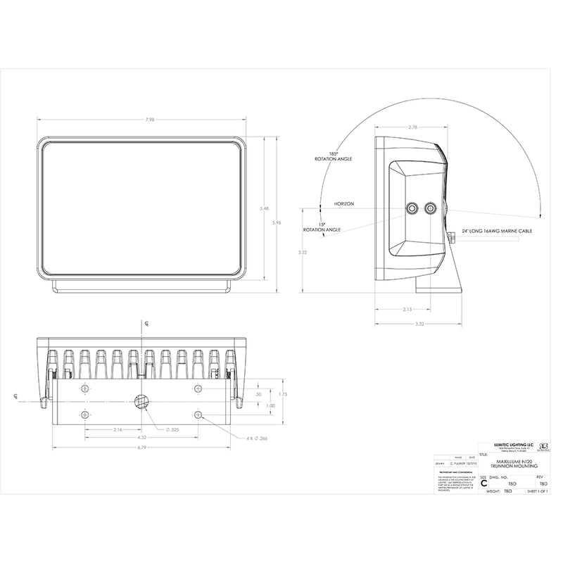 Load image into Gallery viewer, Lumitec Maxillume h120  Trunnion Mount Flood Light  White Housing  White Dimming 101346
