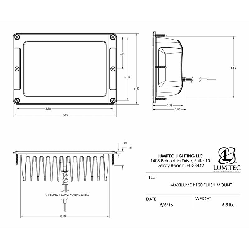 Load image into Gallery viewer, Lumitec Maxillume h120  Flush Mount Flood Light  White Housing  White Dimming 101348
