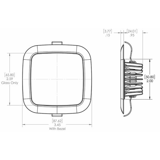 Lumitec Square Mirage Down Light  Spectrum RGBW Dimming  Polished Bezel 116117