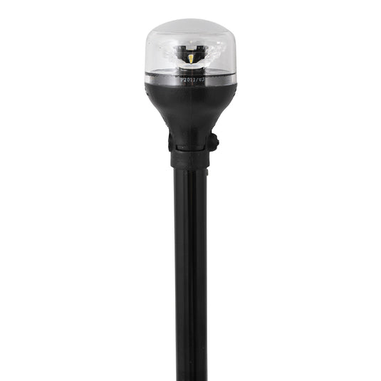 Attwood LightArmor AllAround Light  12 Black Pole  Black Horizontal Composite Base wAdapter 5558P12A7
