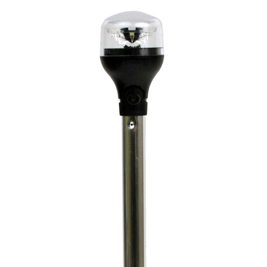 Attwood LightArmor AllAround Light  12 Aluminum Pole  Black Vertical Composite Base wAdapter 5557PV12A7