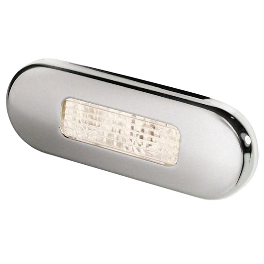 Hella Marine Surface Mount Oblong LED Courtesy Lamp  Warm White LED  Stainless Steel Bezel 980869401