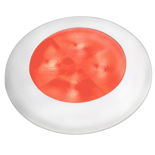 Hella Marine Slim Line LED Enhanced Brightness Round Courtesy Lamp  Red LED  White Plastic Bezel  12V 980507241