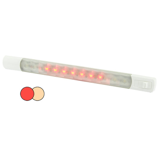 Hella Marine Surface Strip Light wSwitch  Warm WhiteRed LEDs  12V 958121101