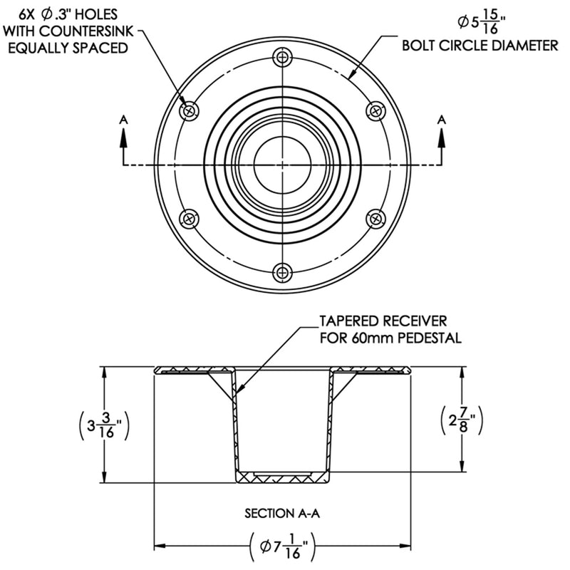 Load image into Gallery viewer, TACO Table Support  Flush Mount  Fits 238 Pedestals Z104085BLY60MM

