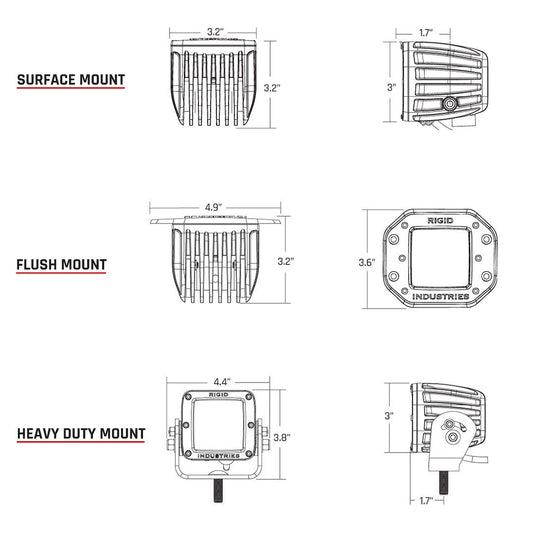 RIGID Industries DSeries PRO HybridSpot LED  Pair  Black 202213