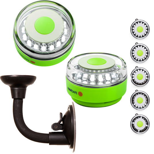 Navisafe Portable Navilight 360 2NM Rescue  Glow In The Dark  Green wBendable Suction Cup Mount 010KIT2