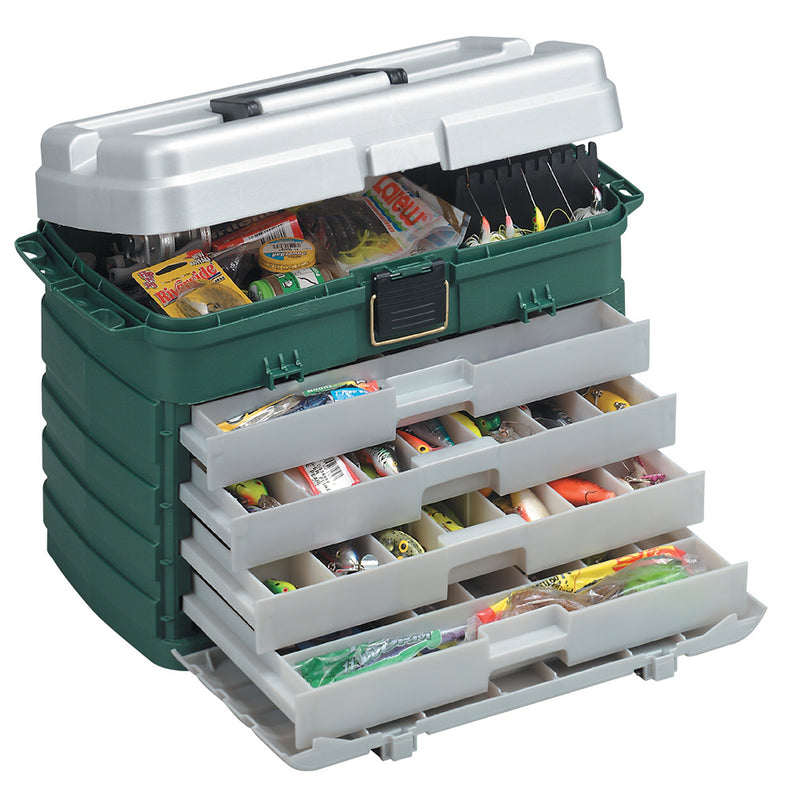 Load image into Gallery viewer, Plano 4Drawer Tackle Box  Green MetallicSilver 758005

