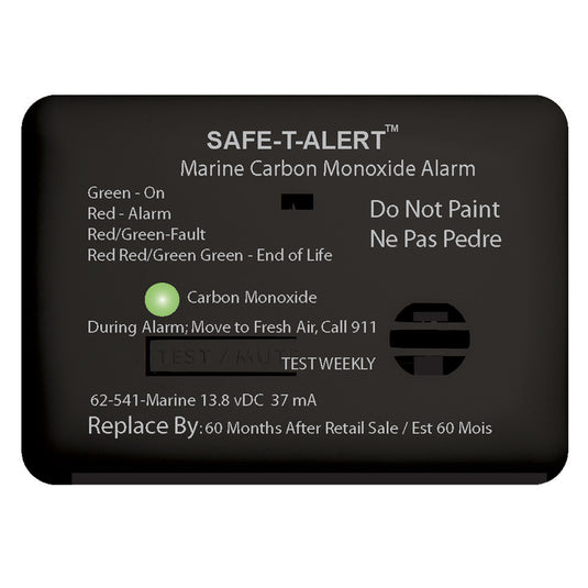 SafeTAlert 62 Series Carbon Monoxide Alarm  12V  62541Marine  Surface Mount  Black 62541MARINEBL