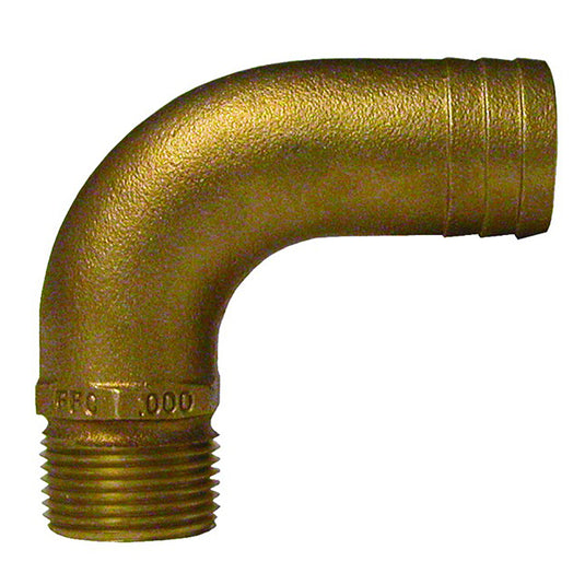 GROCO 114 NPT x 112 ID Bronze Full Flow 90 Elbow Pipe to Hose Fitting FFC1250