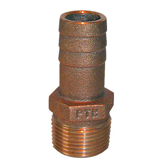 GROCO 12 NPT x 12 ID Bronze Pipe to Hose Straight Fitting PTH500