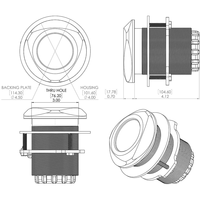 Load image into Gallery viewer, Lumitec SeaBlaze Typhoon Underwater Bronze ThruHull LED Light  WhiteBlue 101448

