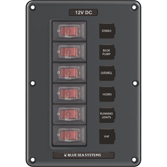 Blue Sea 4322 Circuit Breaker Switch Panel 6 Position  Gray 4322