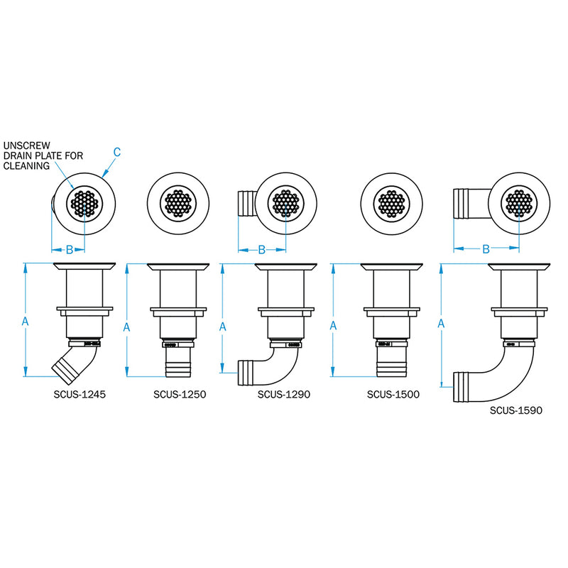 Load image into Gallery viewer, GROCO Deck Scupper 90 Degree 112 Hose Connection SCUS1590

