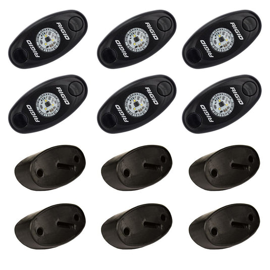 RIGID Industries ASeries Rock Light Kit  6 Cool White Lights  Black 400253