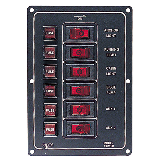 SeaDog Aluminum Switch Panel Vertical  6 Switch 4221101