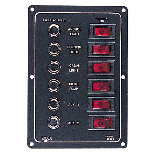 SeaDog Aluminum Circuit Breaker Panel  6 Circuit 4228001