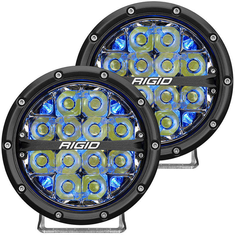 Load image into Gallery viewer, RIGID Industries 360Series 6 LED OffRoad Fog Light Drive Beam wBlue Backlight  Black Housing 36207

