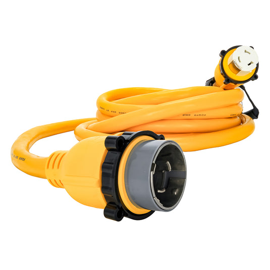 Camco 50 Amp Power Grip Marine Extension Cord  25 MLockingFLocking Adapter 55621