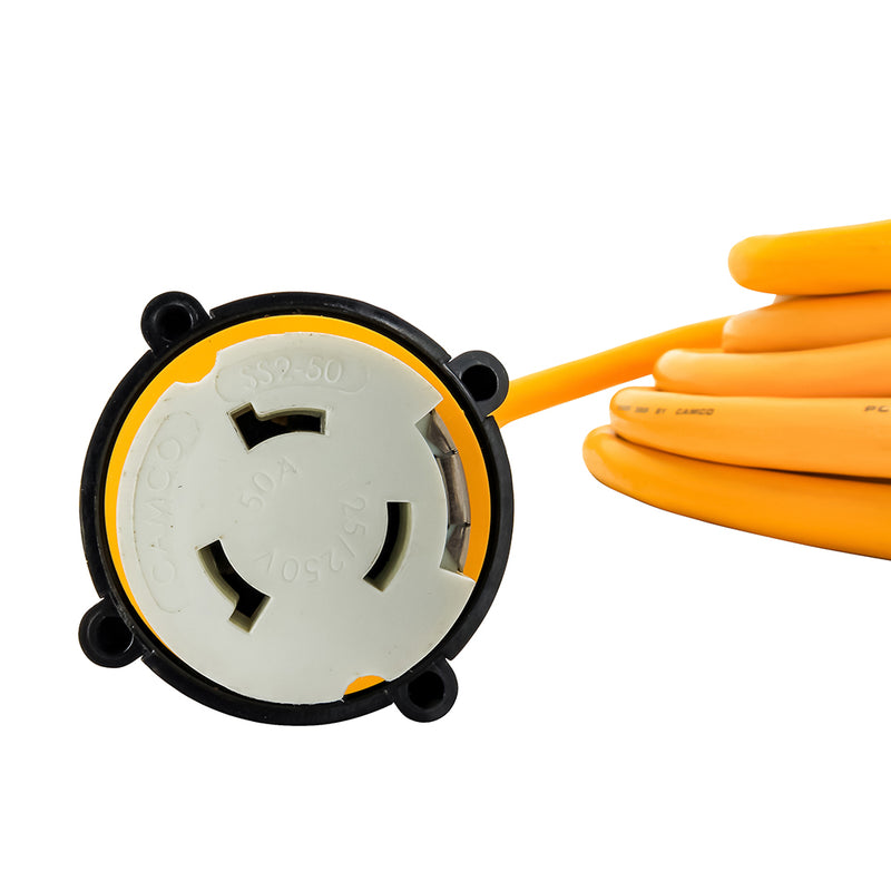 Load image into Gallery viewer, Camco 50 Amp Power Grip Marine Extension Cord  50 MLockingFLocking Adapter 55623

