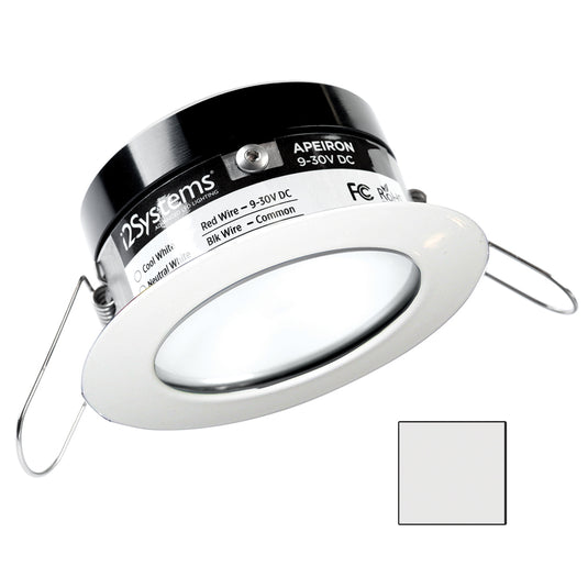 i2Systems Apeiron PRO A503  3W Spring Mount Light  Round  Cool White  White Finish A50331AAG