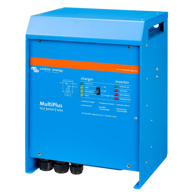 Load image into Gallery viewer, Victron MultiPlus InverterCharger 12 VDC  3000VA  120vAC w120AMP Battery Charger  50AMP Transfer Switch PMP123021102
