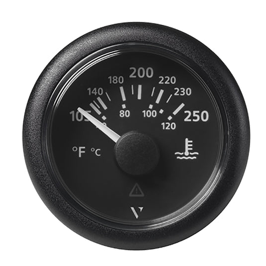 Veratron 52MM 2116 ViewLine Water Temperature Gauge  100250F  Black Dial  Bezel A2C59514176