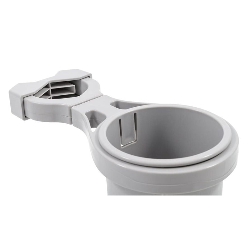 Load image into Gallery viewer, Camco ClampOn Rail Mounted Cup Holder  Large for Up to 2 Rail  Grey 53092
