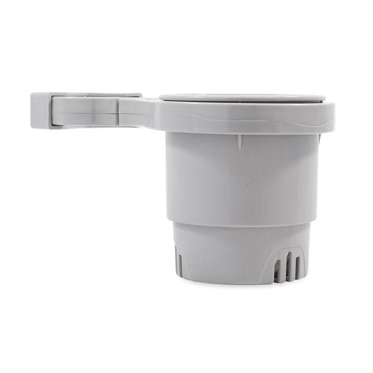 Camco ClampOn Rail Mounted Cup Holder  Large for Up to 2 Rail  Grey 53092