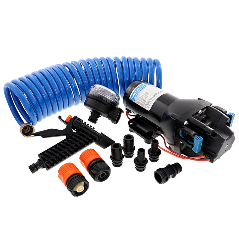 Load image into Gallery viewer, Jabsco HotShot HD4 Heavy Duty Washdown Pump w25 HoseCoil  12V  4 GPM  60 PSI Q401J118N4A
