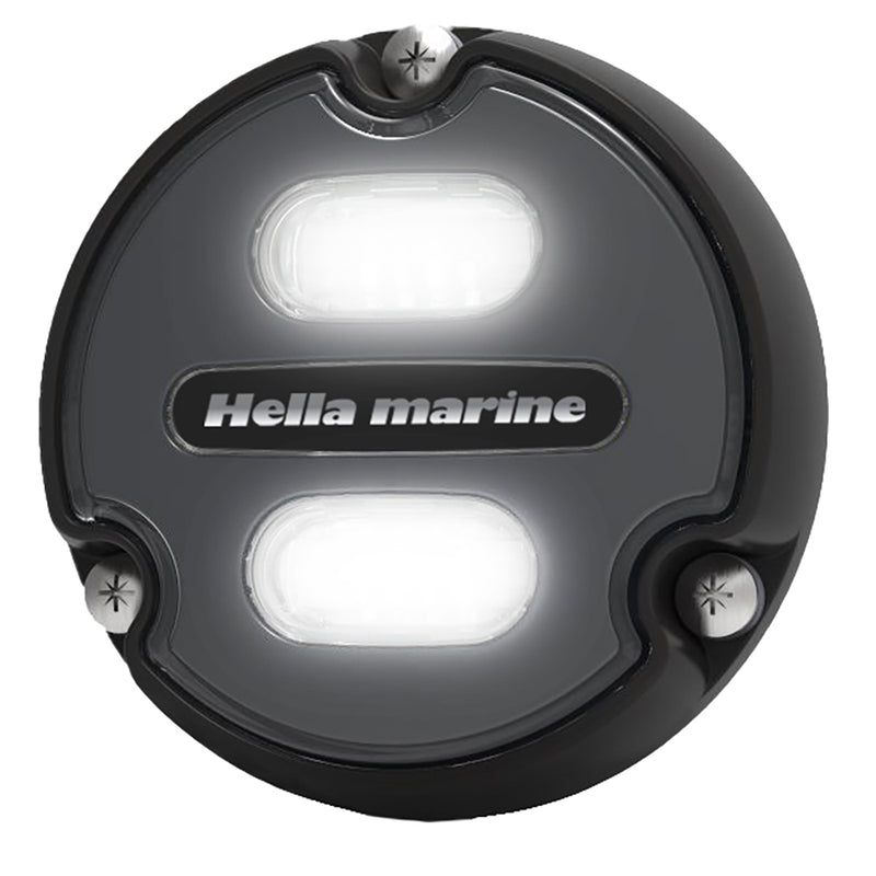 Load image into Gallery viewer, Hella Marine Apelo A1 Blue White Underwater Light  1800 Lumens  Black Housing  Charcoal Lens 016145001
