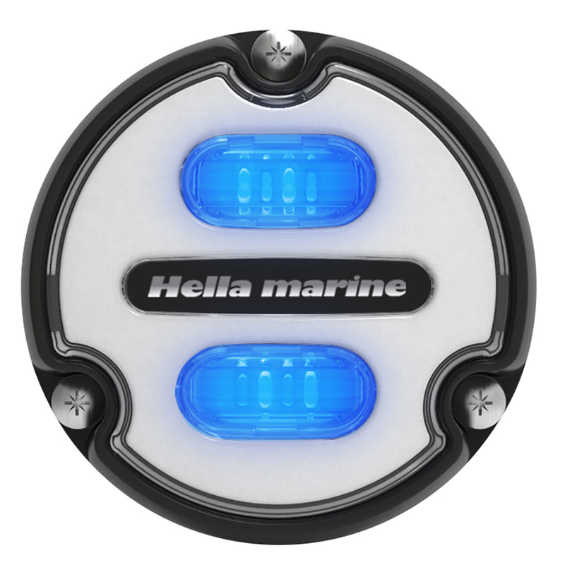 Load image into Gallery viewer, Hella Marine Apelo A1 Blue White Underwater Light  1800 Lumens  Black Housing  White Lens 016145011
