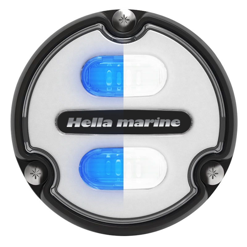Load image into Gallery viewer, Hella Marine Apelo A1 Blue White Underwater Light  1800 Lumens  Black Housing  White Lens 016145011
