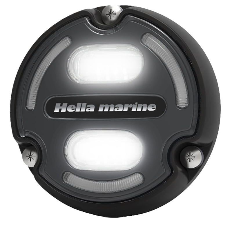 Load image into Gallery viewer, Hella Marine Apelo A2 Blue White Underwater Light  3000 Lumens  Black Housing  Charcoal Lens wEdge Light 016147001
