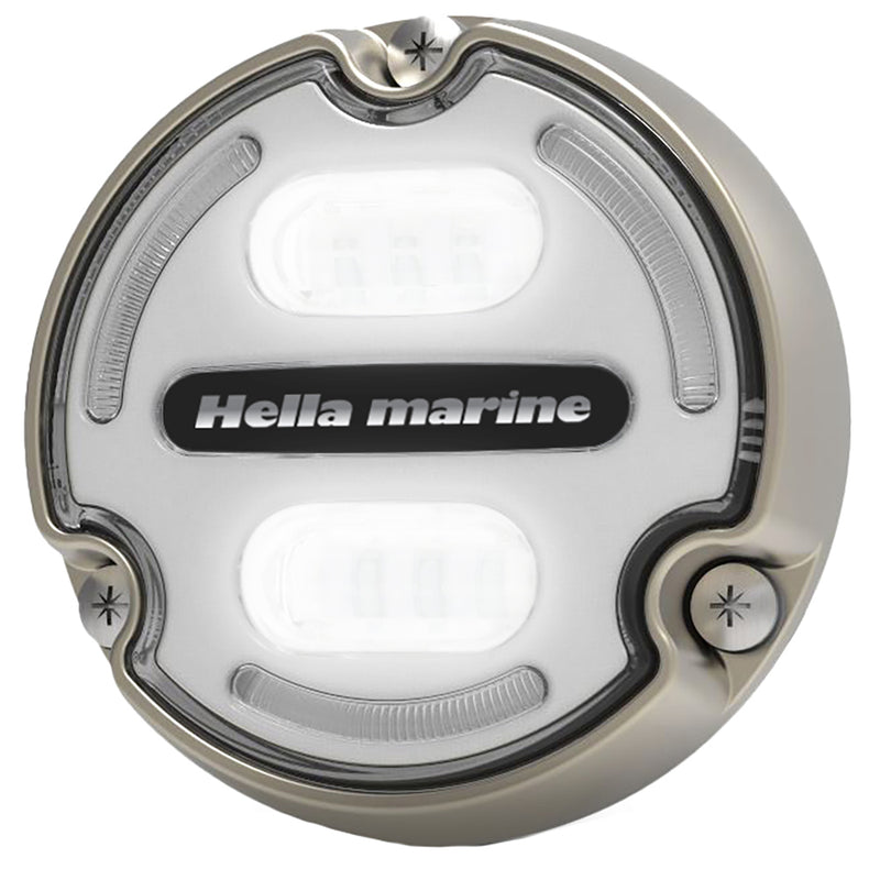 Load image into Gallery viewer, Hella Marine Apelo A2 Blue White Underwater Light  3000 Lumens  Bronze Housing  White Lens wEdge Light 016147101
