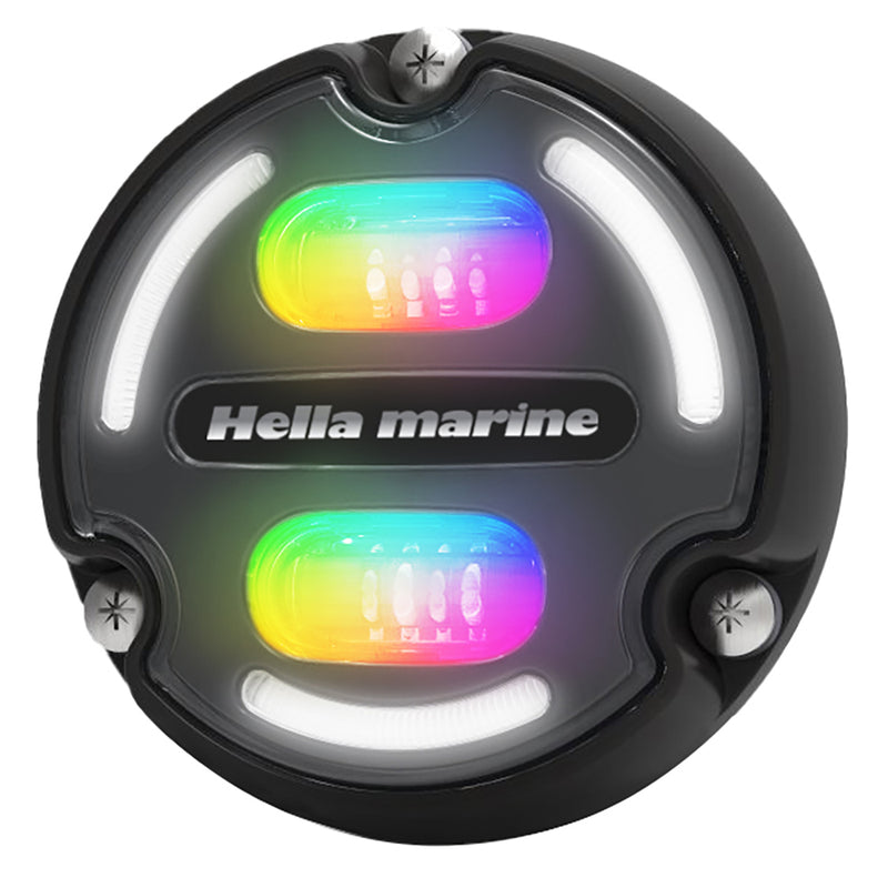 Load image into Gallery viewer, Hella Marine A2 RGB Underwater Light  3000 Lumens  Black Housing  Charcoal Lens wEdge Light 016148001

