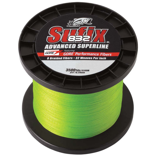 Sufix 832 Advanced Superline Braid  10lb  Neon Green  3500 yds 660410L