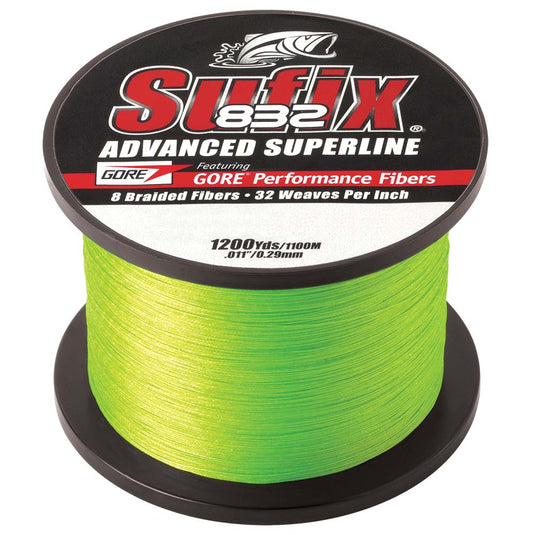 Sufix 832 Advanced Superline Braid  30lb  Neon Lime  1200 yds 660330L